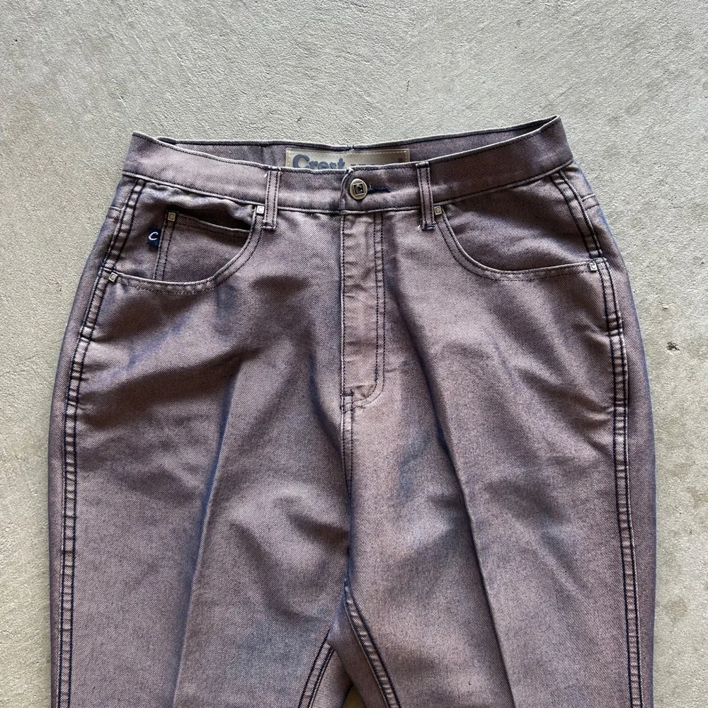 Vintage Crest Jeans Jacket Pants Set Womens Large Iridescent Metallic Y2K Denim